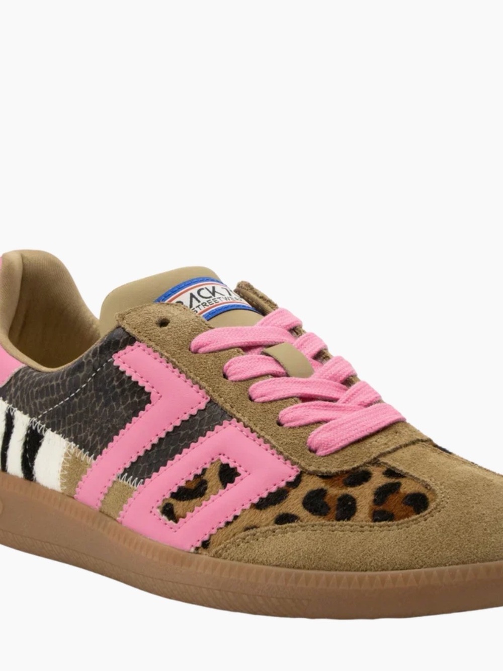 Mixed-Print Women's Sneaker with Pink Accents